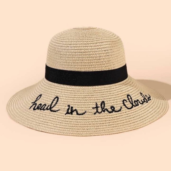 Accessories - 🆕🏖Head in the Clouds Embroidered Straw Hat Beach